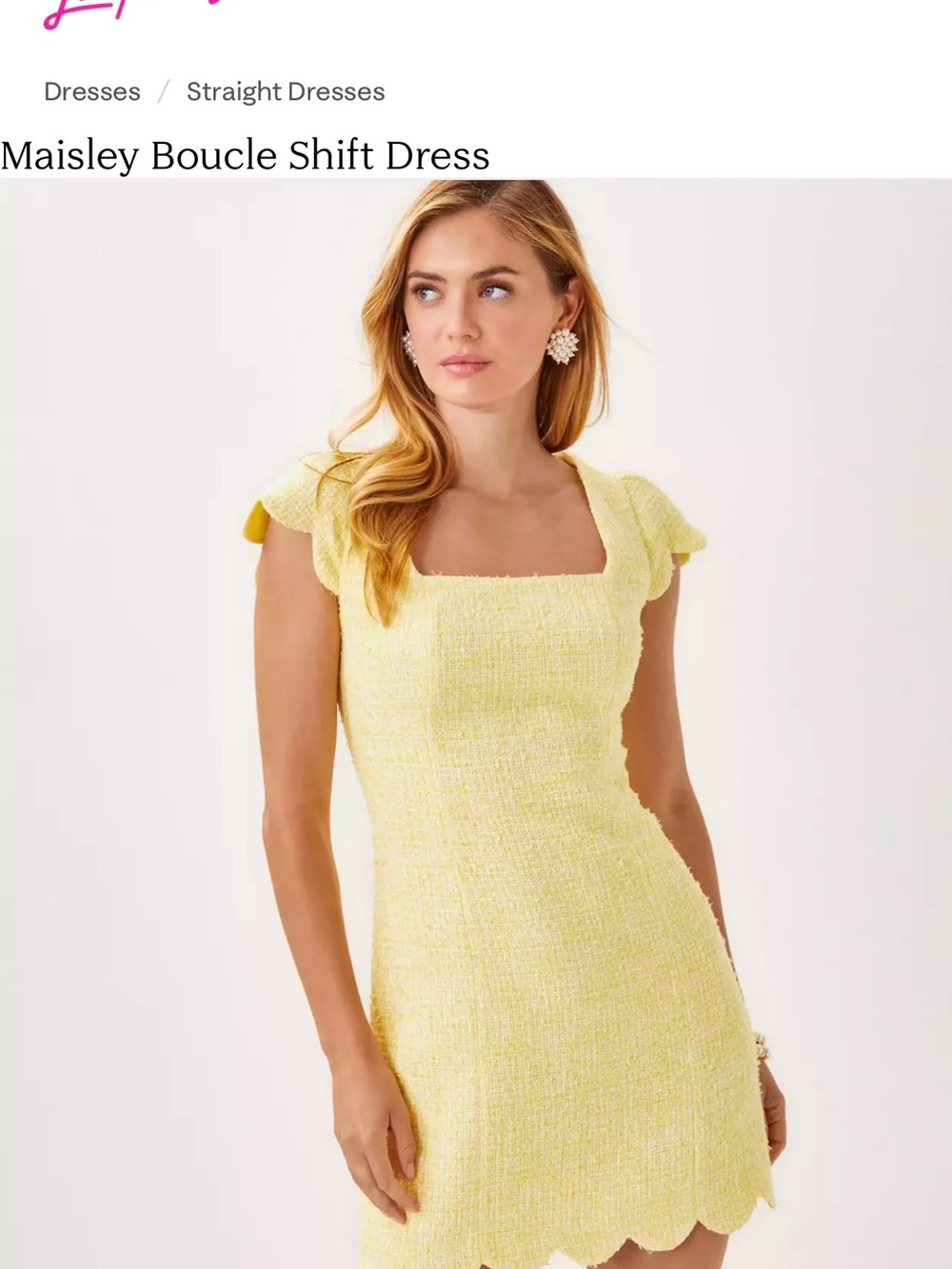 Lilly Pulitzer Yellow Bouclé Shift Dress